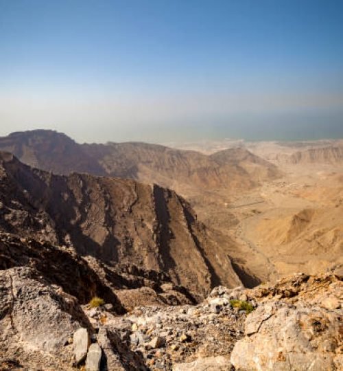 jebel jais mountain range, north west hajar mountains in ras al khaimah, united arab emirates. 1934 metres above sea level.